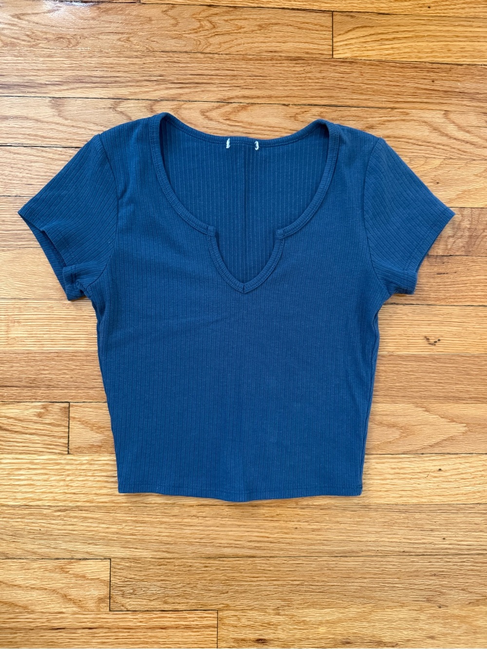 V-Neck Blue Crop Top